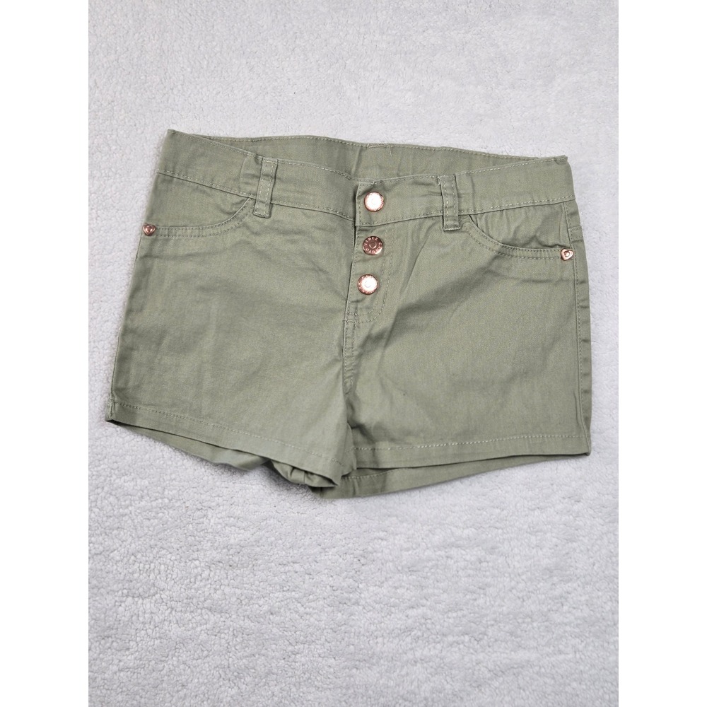 Vince Camuto Girls Olive Green Stretch Twill Chino Shorts Button Fly Size 12